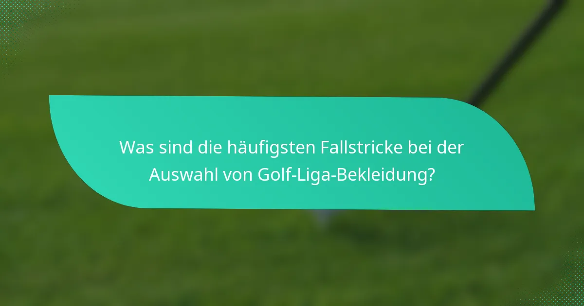 Was sind die häufigsten Fallstricke bei der Auswahl von Golf-Liga-Bekleidung?