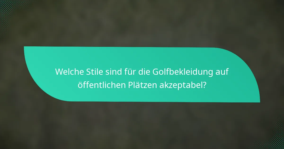 Welche Stile sind für die Golfbekleidung auf öffentlichen Plätzen akzeptabel?