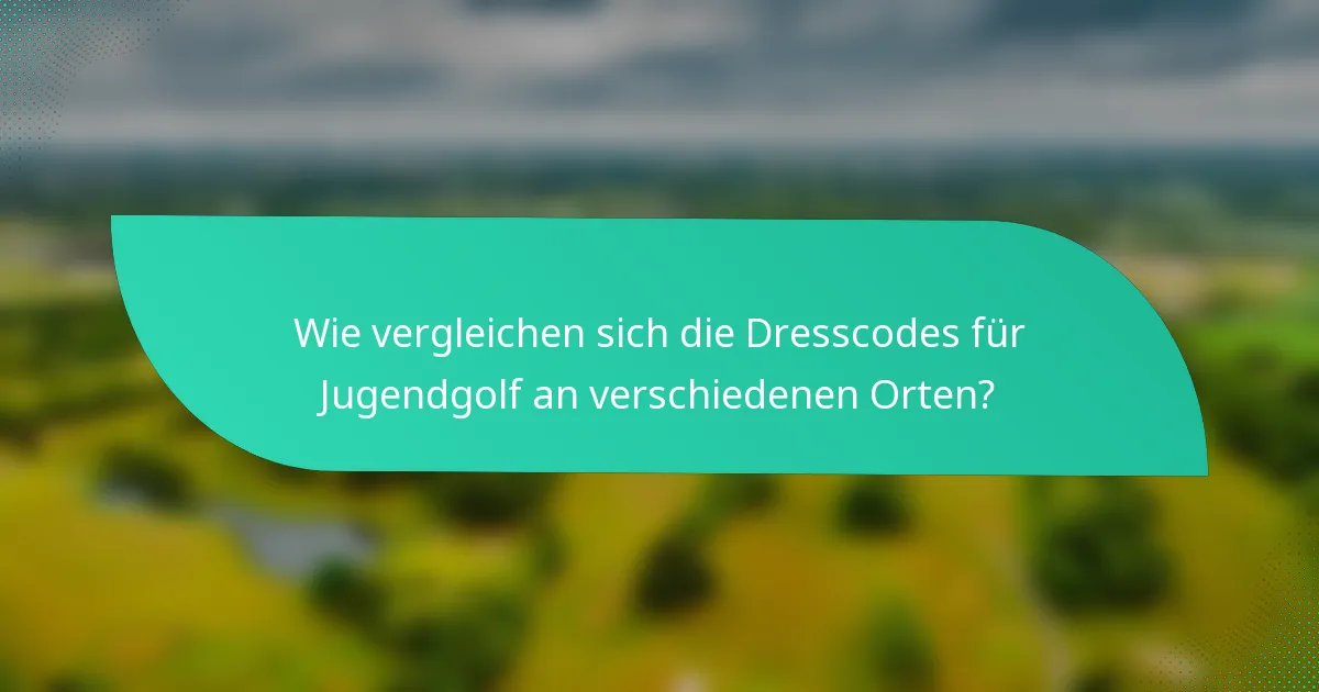 Wie vergleichen sich die Dresscodes für Jugendgolf an verschiedenen Orten?