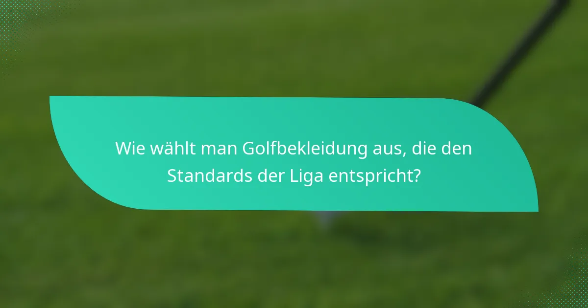 Wie wählt man Golfbekleidung aus, die den Standards der Liga entspricht?